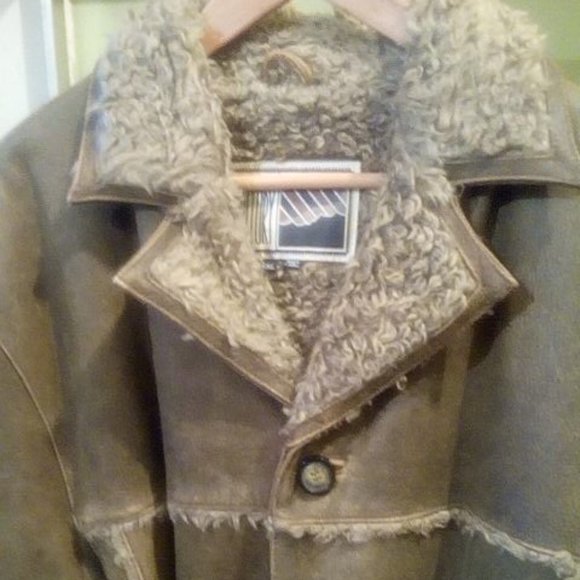 Sherpa  Leather Mens Coat - Picture 1 of 7